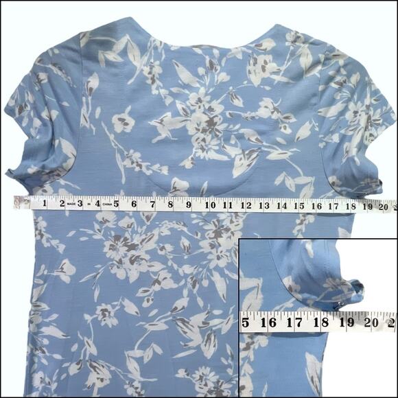 Adonna Floral Short Sleeve Midi Nightgown Nightie Blue White No Size/Fabric Tag - Picture 11 of 15